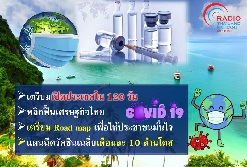 นายกรัฐมนตรี ประกาศเป้าหมายเตรียมเปิดประเทศใน 120 วัน หวังพลิกฟื้นเศรษฐกิจ สู้โควิด-19 รัฐบาลและทุกภาคส่วนได้เตรียม Road map เพื่อให้ประชาชนมั่นใจและร่วมเดินไปด้วยกันตามแผนงาน 